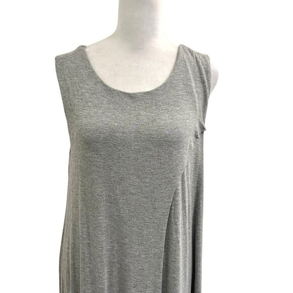 Soft Surroundings Asymmetrical Layered Jersey Knit Midi Dress Gray size Large - Picture 2 of 8